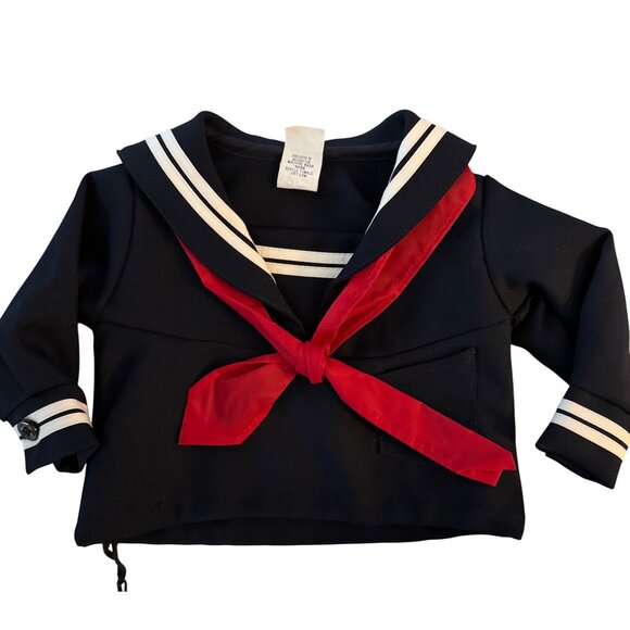 Vtg R-Gee Originals Infant Navy Sailor Suit 12M Red Tie & Embroidered Sleeve - Picture 1 of 8